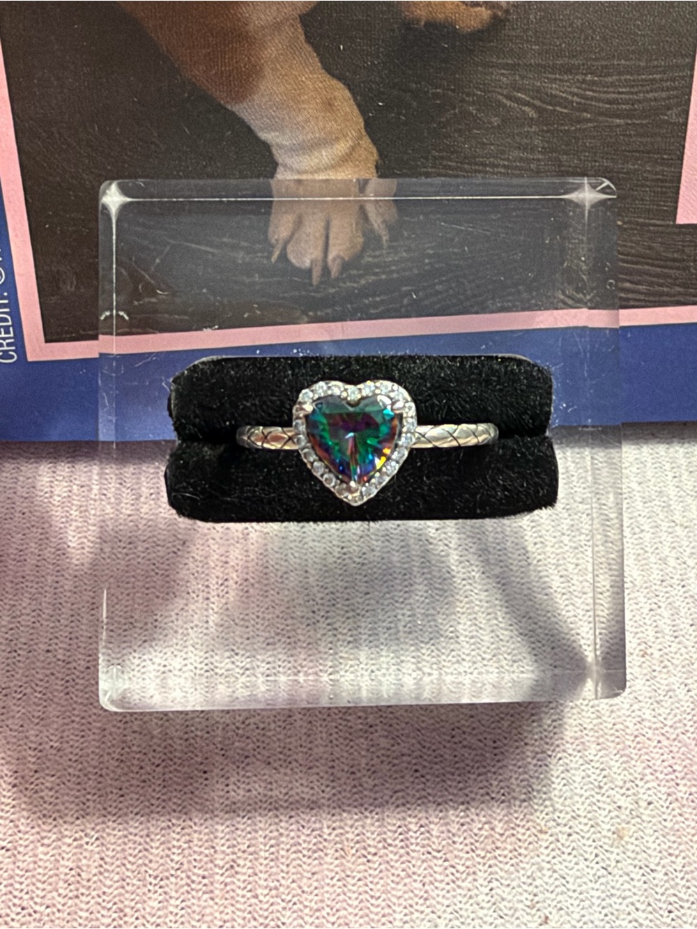 Heart-Shaped Mystic Crystal Ring in Silver